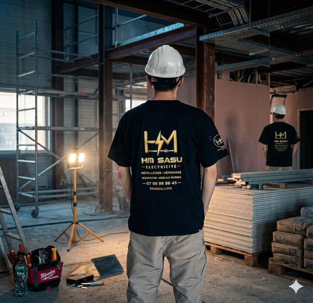 Électricien HM SASU en intervention sur un chantier à Saran